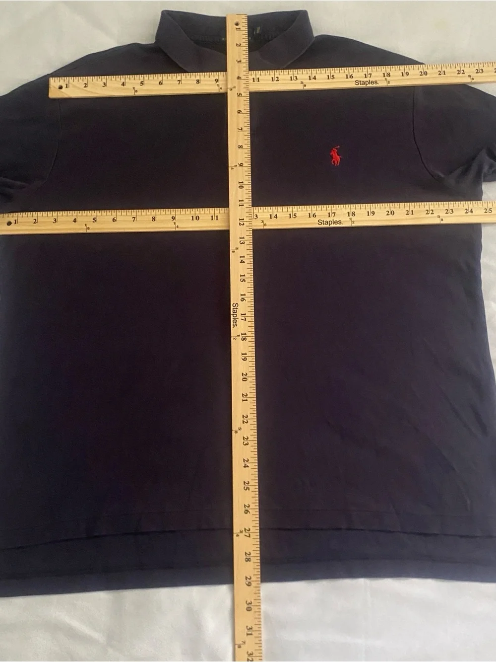 Polo Ralph Lauren Men's XL Custom Fit Polo Shirt Navy Blue Red Pony SS Pique